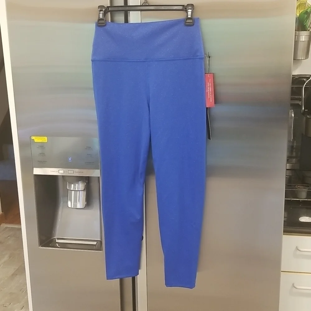 💕CARBON38💕 Shine Powder Set Cross Back Bra + 7/8 Legging Cobalt Blue Large NWT